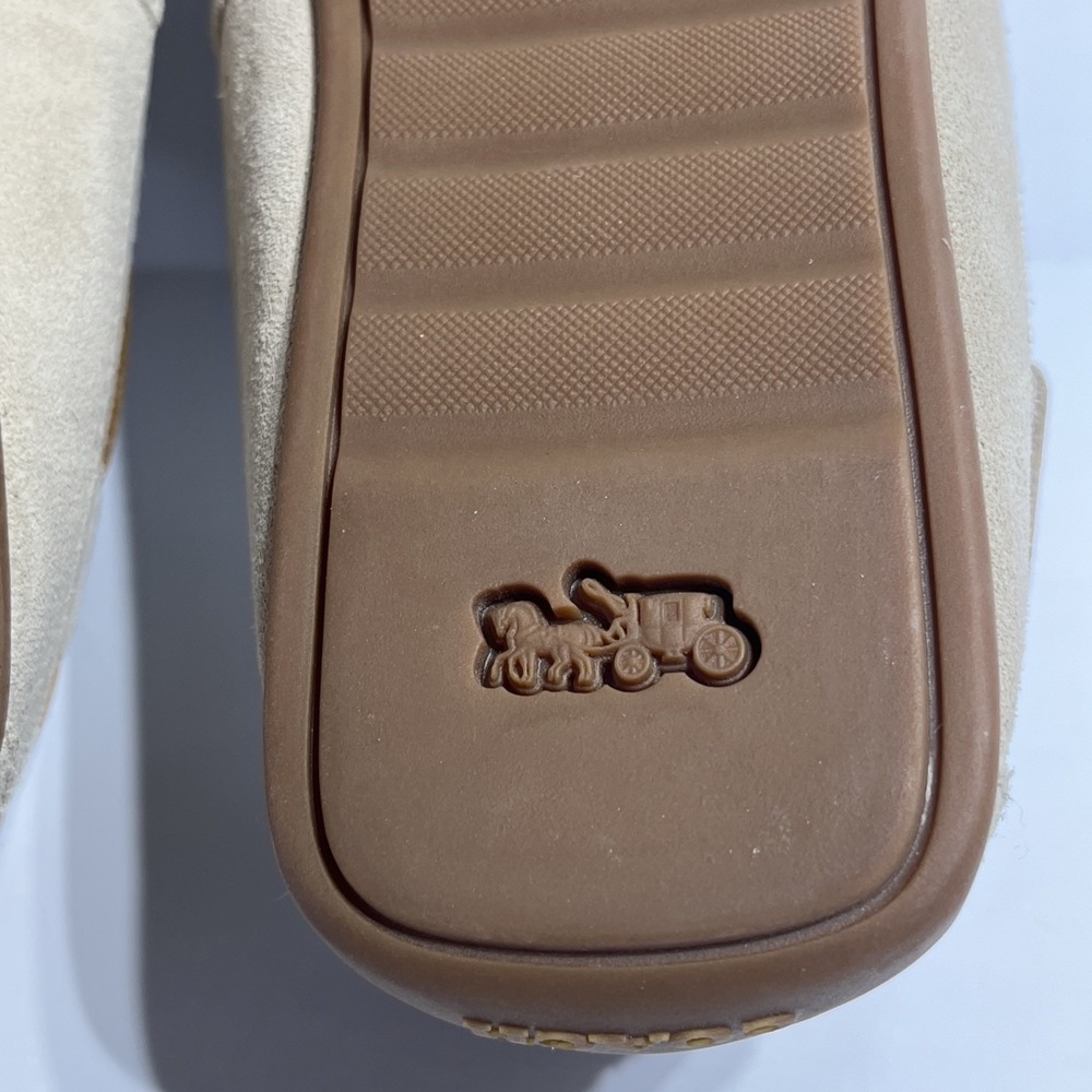 Coach Shearling Slipper Moccasin CC743  Men's Size 9 D Khaki Suede Slip-On NWOT - Picture 10 of 14